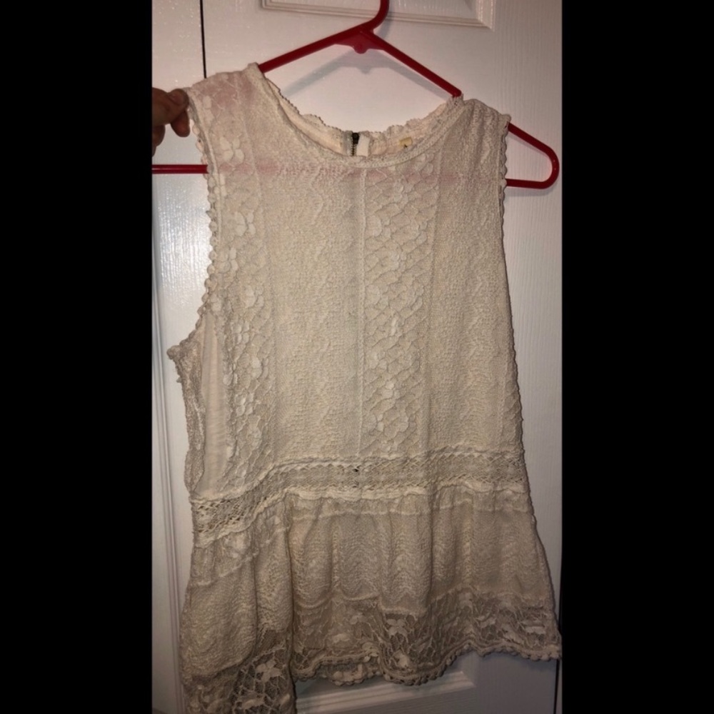 Cream Lace Peplum Top